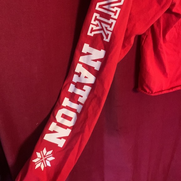 Vs PINK NATION small top red with white logo exclusive long sleeve - Picture 6 of 7